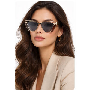 New Women's Chloe Gemma Gold/Brown/Gray Cat Eye Sunglasses $450
